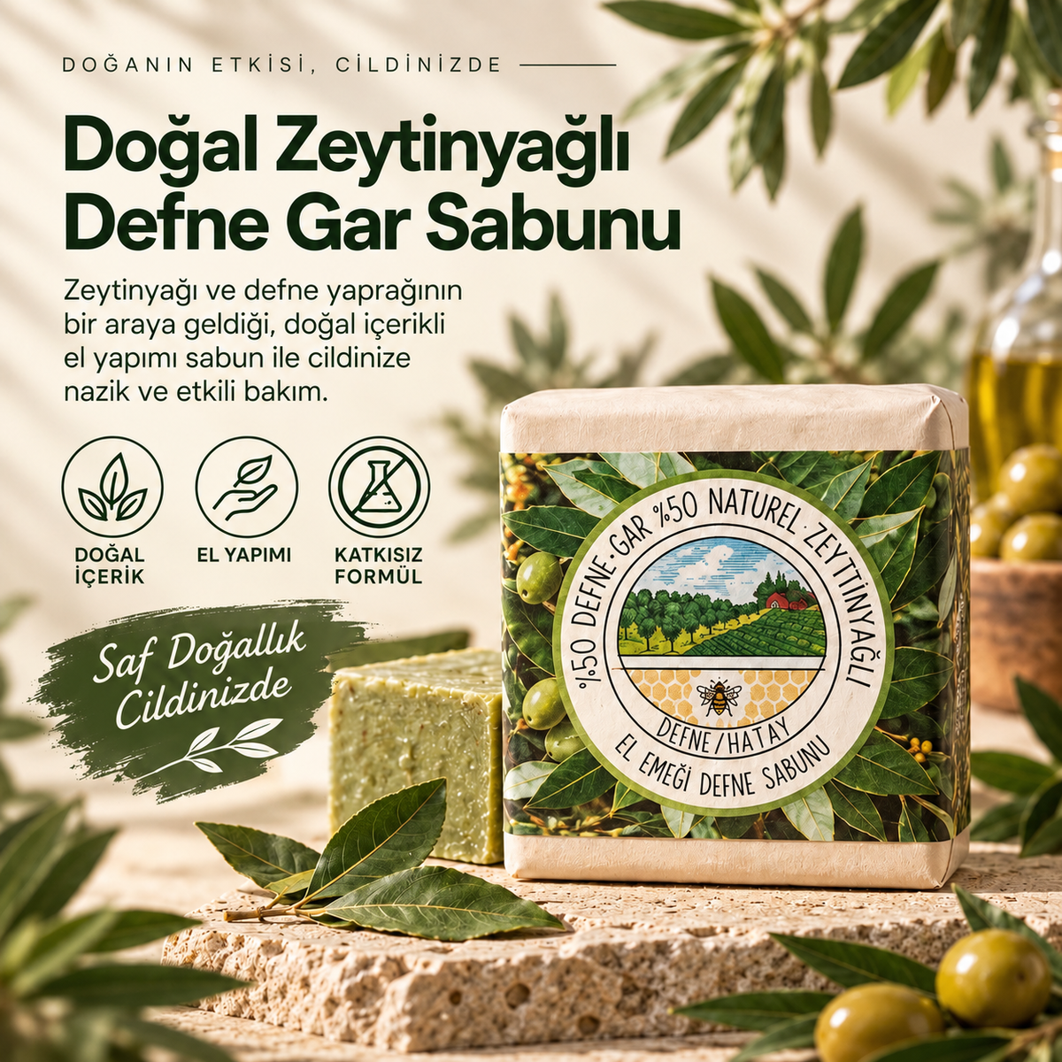 Doğal Zeytinyağlı Defne Gar Sabunu