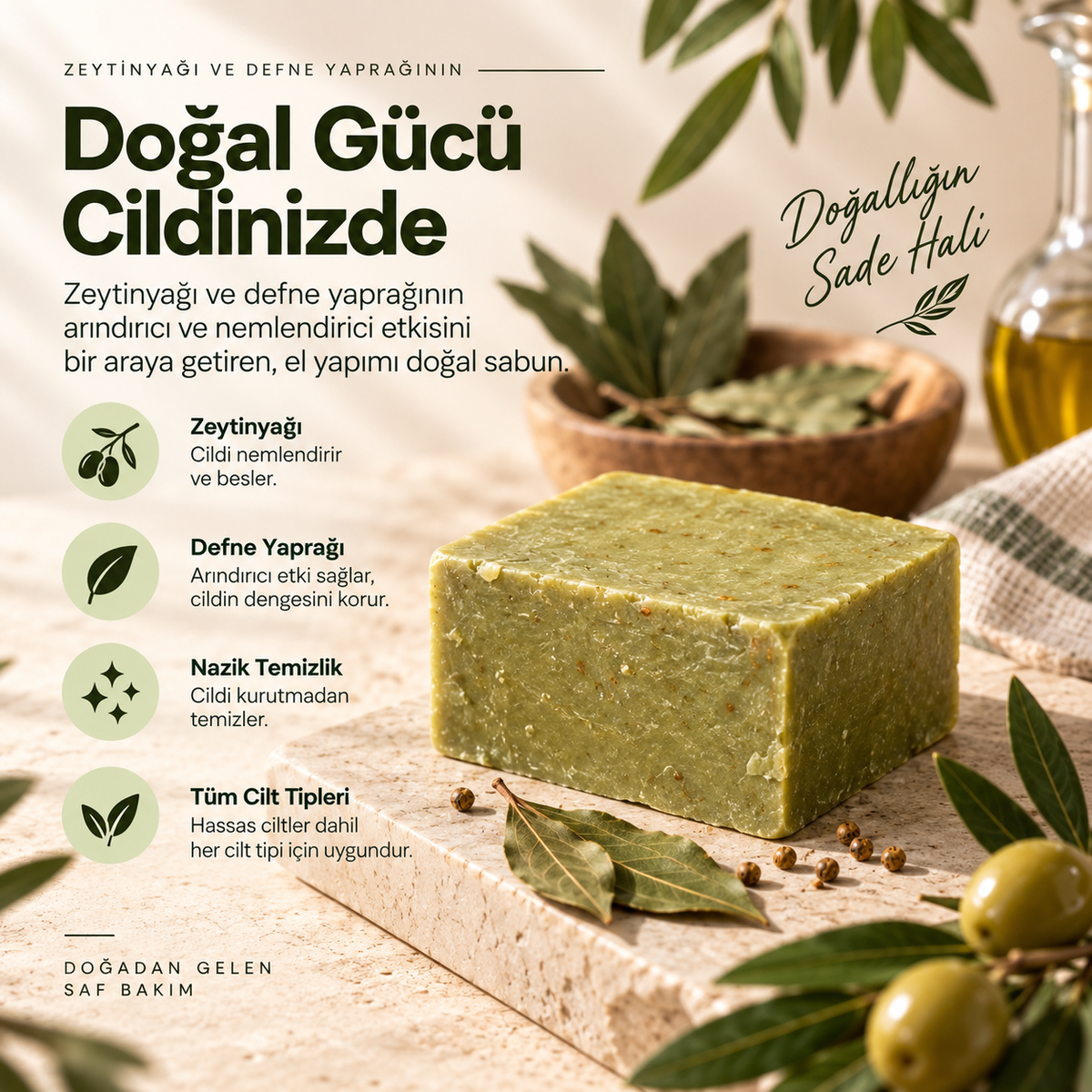 Doğal Zeytinyağlı Defne Gar Sabunu