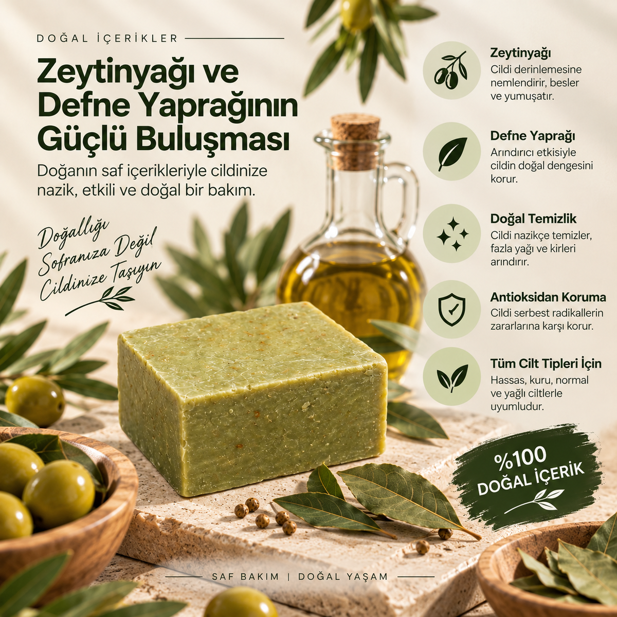 Doğal Zeytinyağlı Defne Gar Sabunu