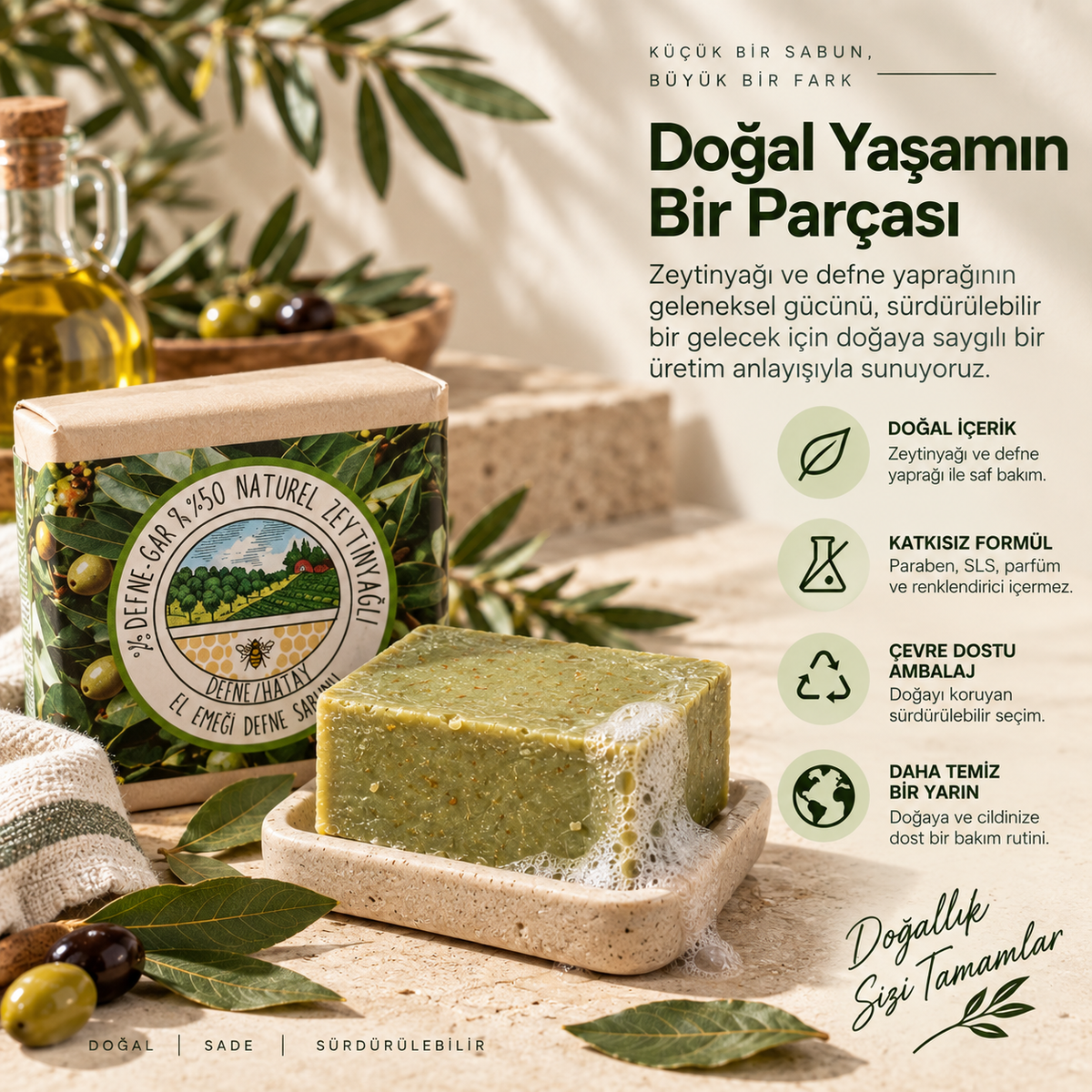 Doğal Zeytinyağlı Defne Gar Sabunu