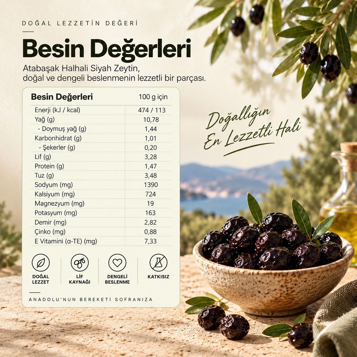 Doğal Halhali Siyah Zeytin