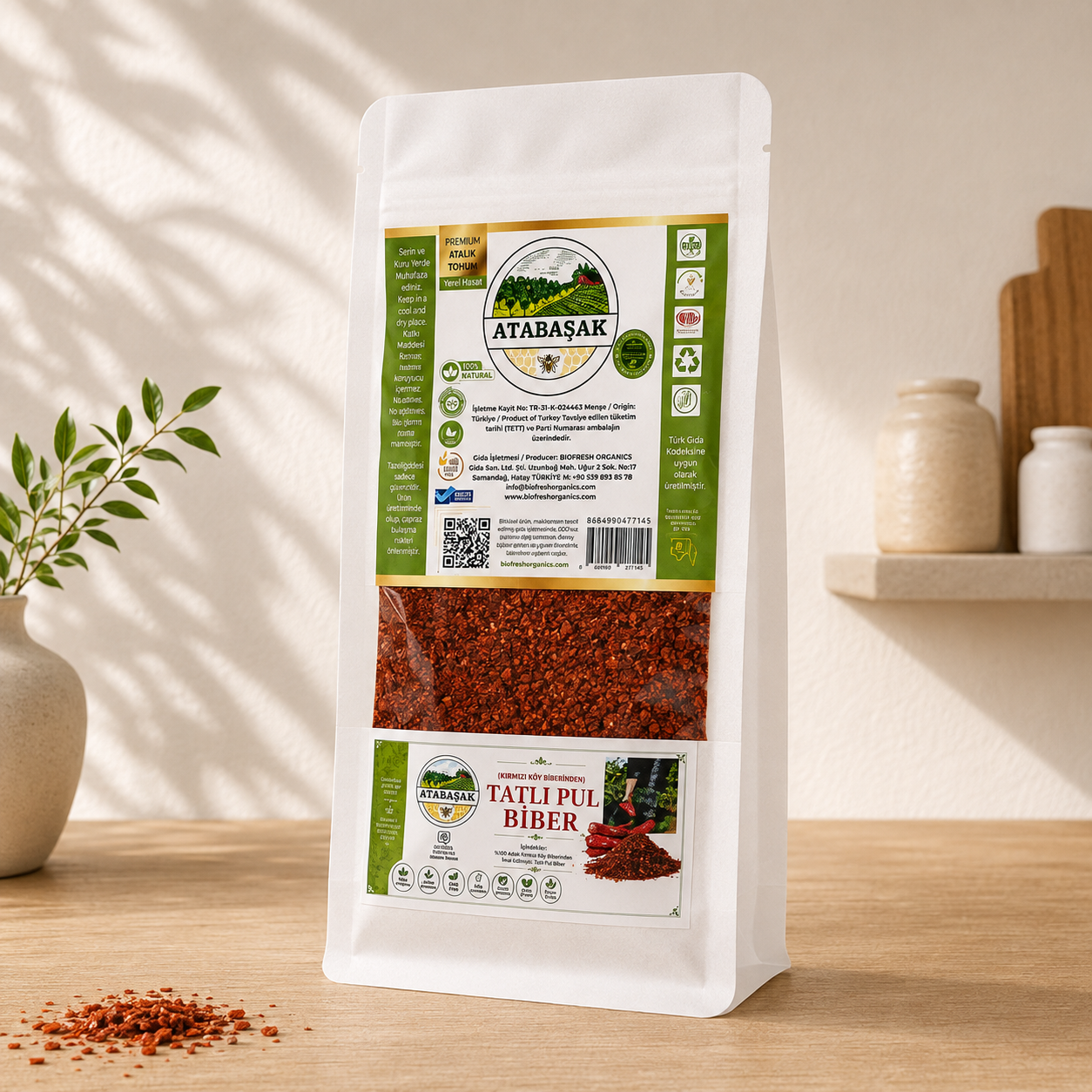 BioFresh Organics doğal tatlı pul biber – katkısız doğal kurutulmuş tatlı kırmızı pul biber