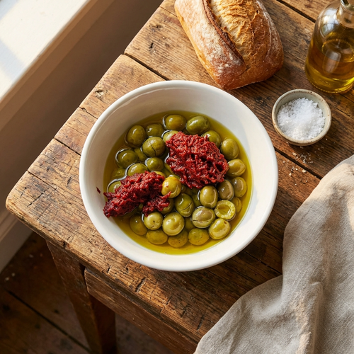BioFresh Organics el kırması Halhali yeşil zeytin – geleneksel yöntemle işlenmiş katkısız doğal zeytin