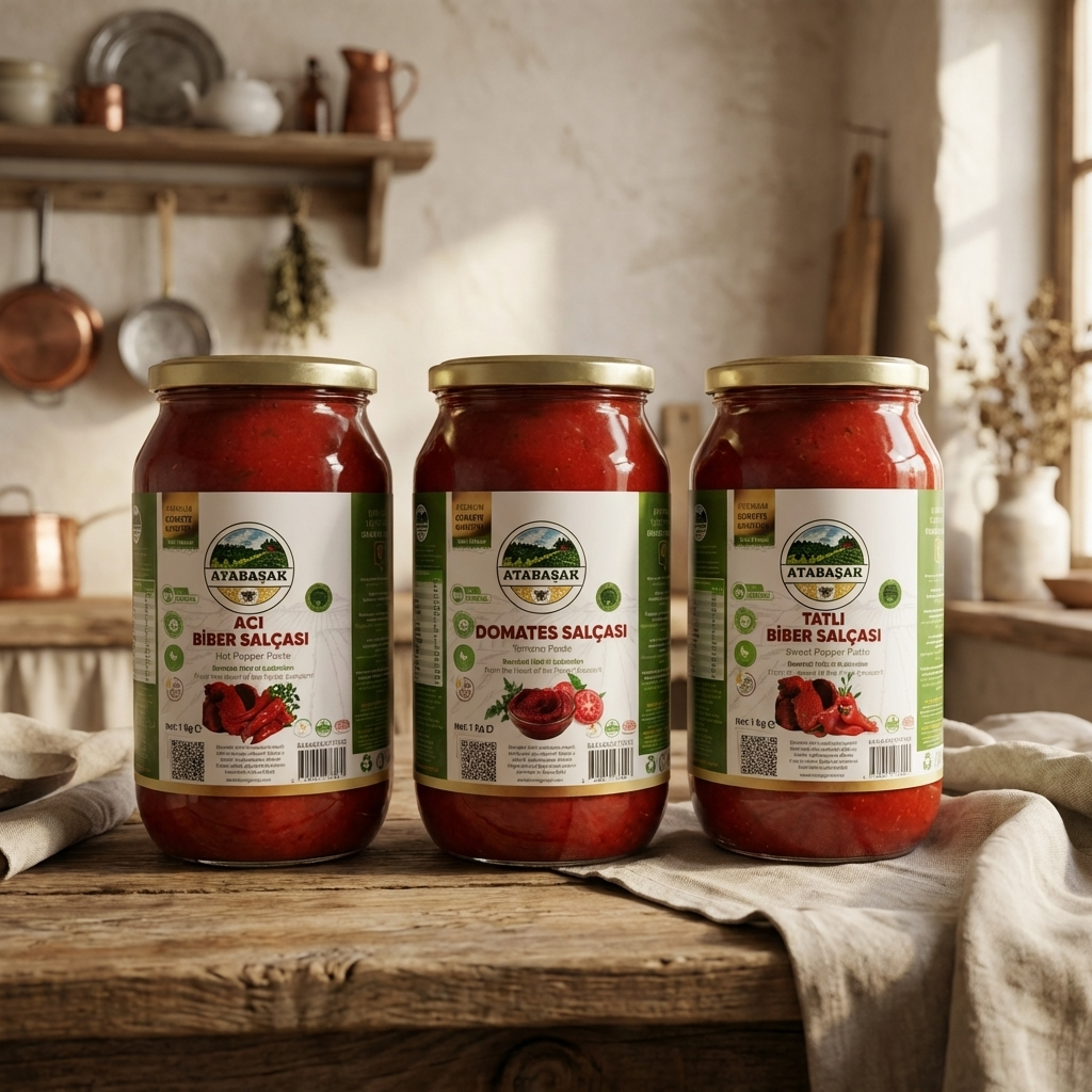 BioFresh Organics tatlı köy biber salçası, domates salçası, acı biber salçası. güneşte kurutulmuş salçalar.